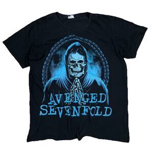 Avenged Sevenfold Large Black T-Shirt A7X Band Tee Skull Skeleton Bay Island Y2K